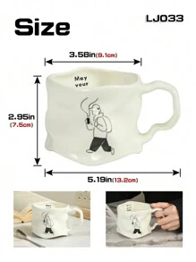 1pc Handmade Silver-Plated Ceramic Wavy Mug, Suitable For Home, Office, And Cafe Use