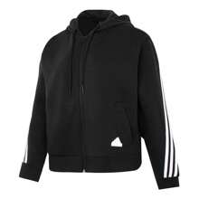 Adidas 女士针织连帽外套 - 黑色 - 查看 1