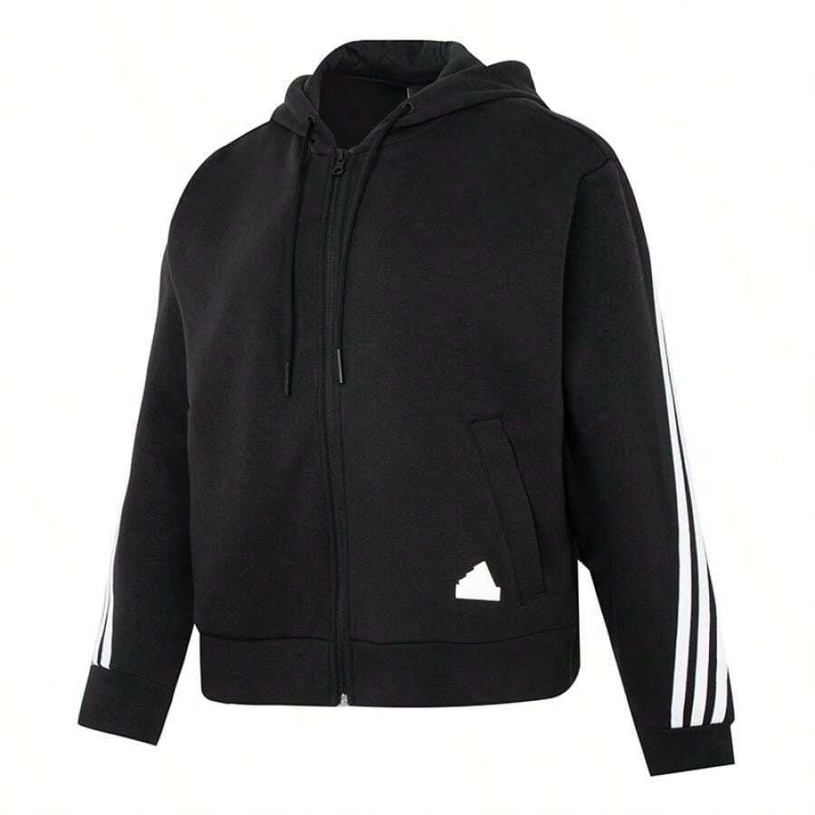 Adidas 女士针织连帽外套 - 黑色 - 查看 1