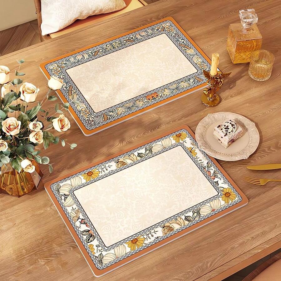 Premium American-Style Waterproof & Oil-Resistant Washable Leather Coasters, Luxurious Tableware Placemats - Multicolor - View 1