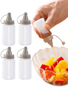 2/4/8pcs Portable Seasoning Squeeze Bottle, Mini Translucent Sauce Bottle For Outdoor Camping