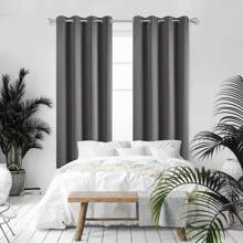 Bộ 2 rèm cách nhiệt, rèm chống lạnh có lỗ, rèm mờ, rèm che nắng phòng ngủ, làm tối, cách nhiệt - Màu Xám nhạt - Xem 4