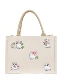 paquete de 5 parches de bordado DIY con estampado floral y de gato, adorables apliques de estilo de dibujos animados de poliéster para planchar o coser en ropa, bolsas, zapatos, sombreros, decoración del hogar