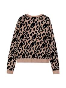 Dames romantische luipaardprint jacquard losse vest tops