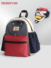 Mochila Escolar com Contraste de Cores, Mochila para Crianças Pequenas, Mochila para Jardim de Infância, Mochila para Criança de 4 a 8 Anos, Bolsa para Criança do Ensino Fundamental, Mochila Infantil com Estampa de Desenho Animado, com Alça Ajustável, Mochila Leve para Uso Diário, Mochila Fofa de Viagem para Crianças para Escola, Acampamento, Caminhada