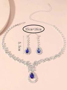1 Set Including: 1pc Luxury Rhinestone Pendant Necklace & 1 Pair Elegant Minimalist Rhinestone Pendant Earrings, Fashionable Jewelry Set Suitable For Daily Wear, Commute, Evening Party, Wedding, Ball, Photoshoot, And More For Women