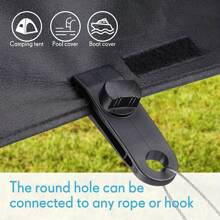6pcs Heavy Duty Tarp Clips, Tarp Fasteners, Pool Awning Fasteners, Suitable For Outdoor Camping Tents - Black - View 1