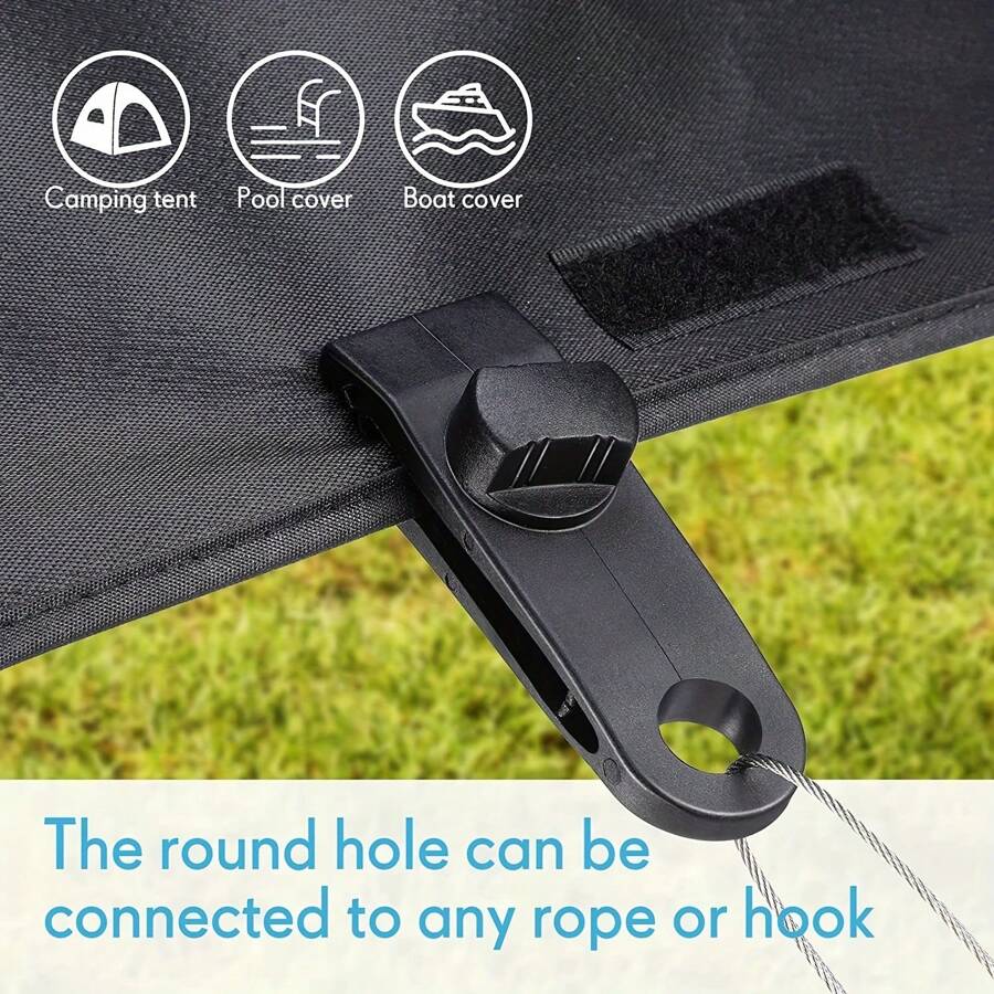 6pcs Heavy Duty Tarp Clips, Tarp Fasteners, Pool Awning Fasteners, Suitable For Outdoor Camping Tents - Black - View 1