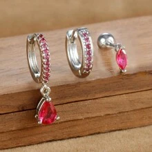 Bộ 3 chiếc bông tai Charlotte đeo một bên đính đá ngọc lục bảo, bông tai nữ hình giọt nước hình học, trang sức xỏ sụn tai - Loại bướm - Xem 21