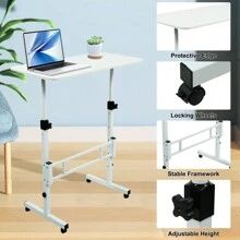 Adjustable Standing Desk With Wheels – Portable Rolling Laptop Table, Height 27.8"-44.5", Small Home Office Desk, 15.6"X31.3", Sit-Stand Workstation