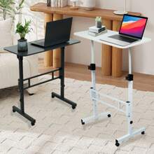 Adjustable Standing Desk With Wheels – Portable Rolling Laptop Table, Height 27.8"-44.5", Small Home Office Desk, 15.6"X31.3", Sit-Stand Workstation