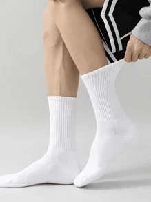 10 pares de meias femininas de cor sólida até a panturrilha, meias longas casuais e versáteis para casais