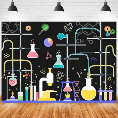 Crazy Scientist Laboratory Banner - Chemistry Themed For Birthday And Science Party, Suitable For Photo Booth And Decor