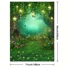 Fairytale Backdrop - Green Rainforest Butterfly Spring Birthday Party Cake Table Decor Photography Background Banner - Green - View 5