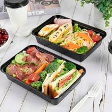 [50 Pack – 32oz] Extra Thick Meal Prep Containers With Lids | Large Disposable Plastic Food Storage Boxes | Stackable Microwave, Freezer & Dishwasher Friendly Bento Boxes - Black-32oz-50pack - View 3