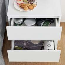 2 Drawers Nightstand For Bedroom, Bedside End Table Organizer, Small Night Stand, Wooden White Finish 17.7" X 13.8" X 18.5"