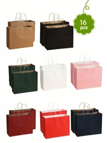 12 个牛皮纸礼品袋，大尺寸纸袋，适用于食品、烘焙、外卖、鞋子、服装、礼品和购物 - 彩色 - 查看 6