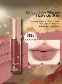 GIRLCULT Love Whisper 哑光唇釉 #M53 玫瑰霜 | 哑光底妆，带微闪 | 柔雾哑光唇釉，轻盈液体唇膏 | 持久显色，礼盒装，3.8克/0.13盎司 - M53 Rose Frost - 查看 1