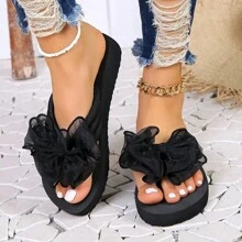 3cm Flat Sandals, Simple Solid Color, Casual For Daily Wear In Summer - Black - View 1