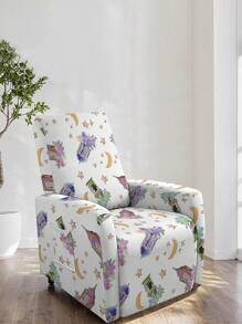 4pcs Star And Moon Printed Stretch Full Coverage Chair/Recliner Cover, Thickened Sofa Protector - Multicolor - View 1