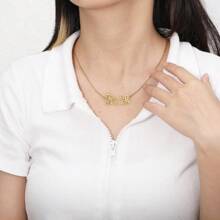 Customized Necklace, Valentine's Day Stainless Steel 2 Names Necklace, Personalized Crown Heart Pendant Necklace, Girl's Gift