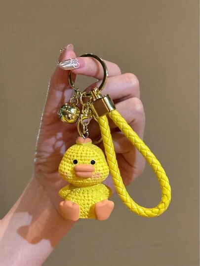 Accesorio de mochila mini en forma de oso de peluche de oso de peluche de resina y hilo de punto, de estilo de dibujos animados, como accesorio de decoración, ideal como regalo para adolescentes, mujeres, estudiantes universitarios, trabajadores de cuello blanco y accesorios para el automóvil, llavero de pollo terio de ganchillo