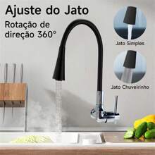 Torneira Gourmet Flexível Cozinha Parede preto