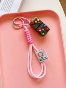 1pc Simulatie Voedsel Hanger, Decoratieve Sleutelhanger Inclusief Sushi, Rijstbal, Chips, Gebakken Kip, Gebakken Ei, Handgemaakt Touw, Mode Accessoire Voor Tas, Telefoon, Camera, Unisex Klein Cadeau