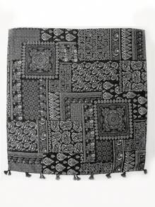 1pc Women Simple Printed Scarf, New Autumn/Winter Warm Neck Wrap, Fashion Long Shawl, Sun Protection Beach Wrap, Outdoor Shawl, Elegant Casual Soft Versatile Scarf For All Seasons - Black - View 4