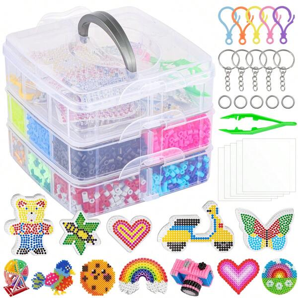 8436pcs/2000pcs/800pcs Jewelry Making Craft Kit - Includes 3 Sticky Boards, Iron-On Paper, Suitable For Beginners To Make Keychain, Necklace, Perfect Christmas Or Birthday Gift For Girls