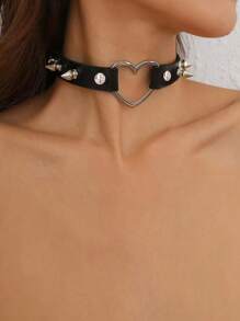 1pc Punk Gothic Rivet Choker Necklace, Sexy Black & White Collar Necklace, Adequado para o dia a dia feminino, roupa de festa, festa de Natal, aniversário criativo, presente de dia dos namorados, mãe, mãe, dia das mães, presente