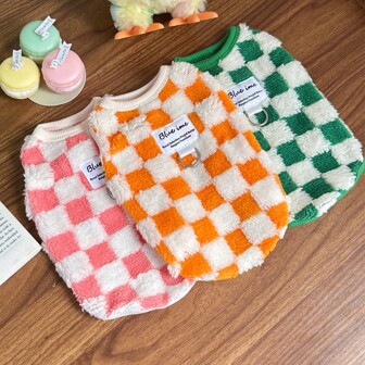 1 件蓬松温暖宠物狗猫衣服，适合泰迪、贵宾犬、比熊犬，带牵引绳