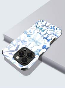 1 件时尚简约蓝色蝴蝶结装饰防震柔软 TPU+PC 混合保护手机壳适用于 Apple iPhone 16/16 Plus/16 Pro/16 Pro Max - 彩色 - 查看 2