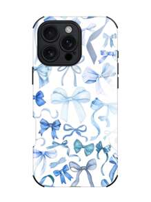 1 件时尚简约蓝色蝴蝶结装饰防震柔软 TPU+PC 混合保护手机壳适用于 Apple iPhone 16/16 Plus/16 Pro/16 Pro Max - 彩色 - 查看 5