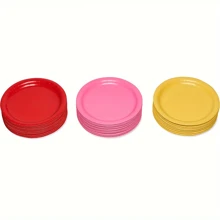 10 件彩虹派对用品红色、黄色、粉色、绿色、蓝色多色纸质甜点盘一次性纸盘用于晚餐和甜点，彩色派对用品套装适用于生日、洗礼、毕业典礼、圣诞节、新年和所有场合