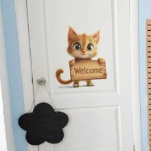 1pc Customizable Cute Cat Wall Sticker For Children's Room Decor, Kindergarten Home Decoration, Removable PVC Wall Decal, Suitable For Kids Room Doors, Customizable For Wall And Window Decor Back To School