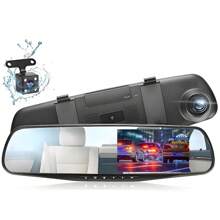 ASAWIN 4.5 In Rearview Mirror Recorder Hd 1080p Rearview Mirror Automobile Dash Cam Dual Lens Video Recorder Automobile DVR Night Vision Loop Recording