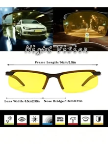 1pc Driving Night Vision Glasses For Men Women Drivers Glasses Semi Rimless Eyeglasses Goggles Beach Accessories Glasses Shades Looks Street Style And Suit For Sweater Jacket Sweatshirt Hoodie Leather Pants And Cargo Pants - one-size - View 5