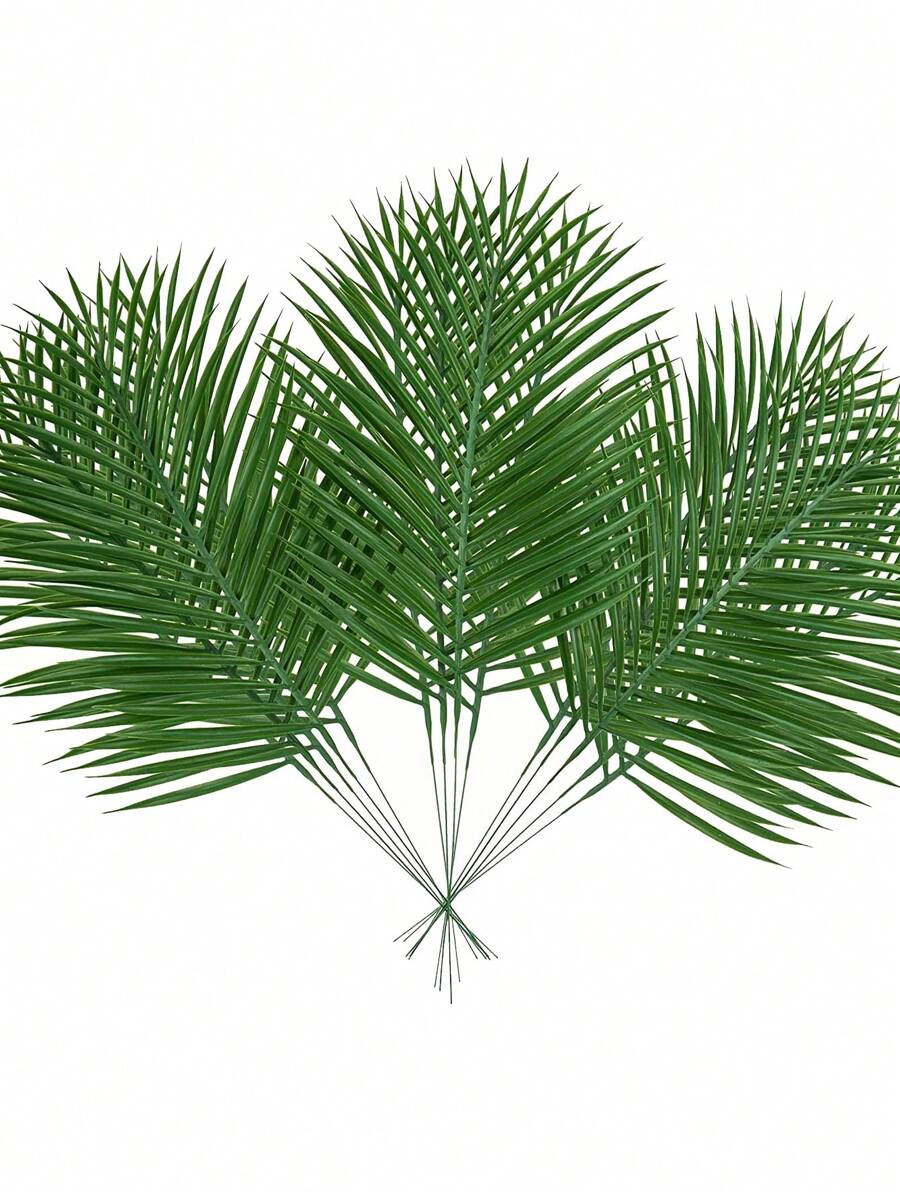 1/10/20/30pcs Artificial Plants, Artificial Green Leaves, Artificial Palm Leaves, Birthday Decorations, Centerpieces, Suitable For Palm Floral Arrangement, Hawaiian Party, Jungle Beach Theme Party, Anniversary Decor, Room Decor, Home Decor, Wall Decor, Bedroom Decor, Kitchen Decor, Gifts, Wedding Decor - Green - View 1