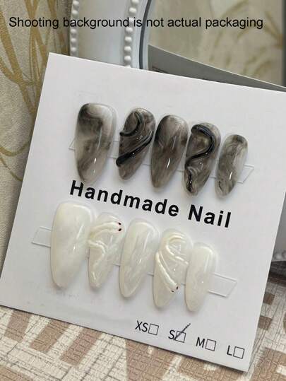 10 件优雅水墨扎染风格蛇纹装饰美甲贴片指甲贴美甲用品指甲