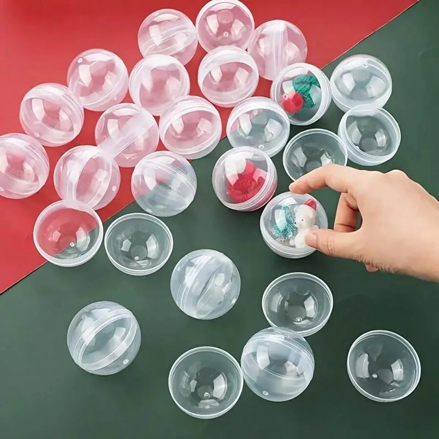 10/30/50pcs Mini Plastic Round Capsules - Durable Plastic Gumball Machine Containers For Holding Small Items, Suitable For Party Favors, Retail Store Fixtures And Accessories, Transparent Design, Lightweight, Applicable For Celebrations, Birthdays, Party Decorations, Gift Packaging, Gift Baskets, Filler Materials, DIY Crafts, Etc.