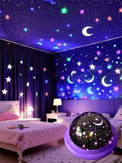 1 pieza Proyector de estrellas luz nocturna, Proyector de cielo estrellado soñador, Lámpara proyectora de luna y estrellas, Luz de ambiente romántica LED, Regalo para fiestas, proyecta estrellas y luna, Lámpara de mesa proyector de cosmos estrellado para decoración de dormitorio y fiesta, regalo de cumpleaños