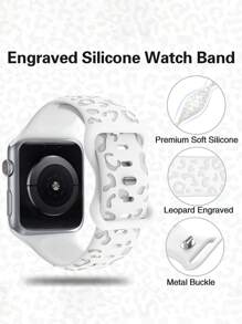 Unbeinst 1 件豹纹雕刻软硅胶表带，适用于 Watch Ultra 系列 10/9/8/7/SE/6/5/4/3/2/1