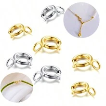 10 件/50 件/100 件不锈钢圆形弹簧扣连接器，适用于 DIY 珠宝制作手链、项链、脚链