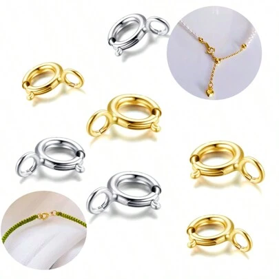 10 件/50 件/100 件不锈钢圆形弹簧扣连接器，适用于 DIY 珠宝制作手链、项链、脚链