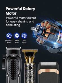 HIENA Conjunto profesional de 1/2/3 piezas de recortadora eléctrica para el cabello de hombre HIENA - Recargable por USB, recortadora inalámbrica de barba y kit de peinado, opción de barbero y estilista, regalo perfecto para el Día del Padre, regalo navideño
