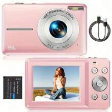 Digital Camera  Newest FHD 1080P 44MP Cameras For Photography, Point And Shoot Digital Camera For Kids With 32GB Card, 16X Zoom, Anti-Shake, Compact Small Travel Camera For Girls Boys Teens Kids - Pink - View 6