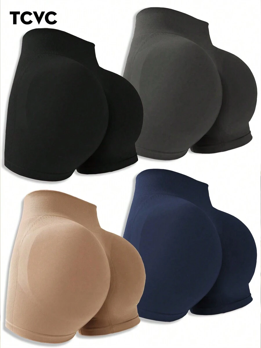 TCVC 女士瑜伽短裤，亲肤百搭，高弹力腰部塑形，室内外瑜伽休闲短裤，夏季款 - 彩色 - 查看 1
