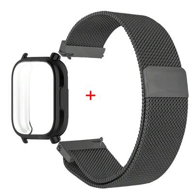 Funda protectora + Correa magnética milanesa compatible con el Redmi Watch 5 Active/5 Lite, cubierta completa de pantalla de carcasa suave de TPU y banda deportiva transpirable