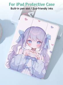 Ayotu Cute Cartoon Girl Protective Case Compatible With IPad Air 4/5 10.9 Inch, Shock-Proof Protective Cover Compatible With Samsung Galaxy Tab A8 10.5 Inch 2022, MatePad 10.4, And Other Tablets, With Pen Slot, Support Auto Sleep/Wake - Multicolor - View 4
